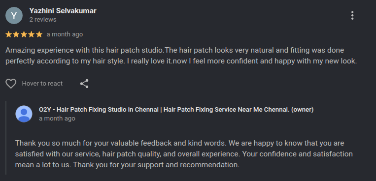 Google Review: Natural hairline and excellent styling service